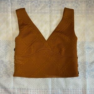 Maeve Brown Fitted Crop Tank Top